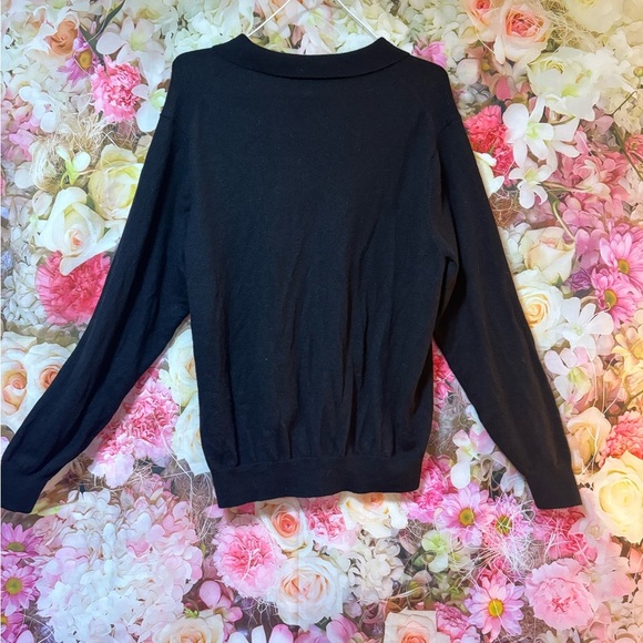 100% Merino Wool  Alfani Men's Dark Sweater with Buttoned Collar - Picture 5 of 8